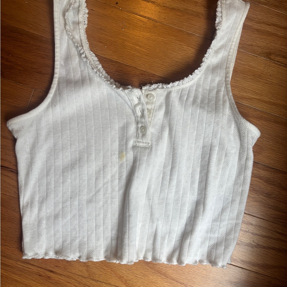 SO White Ribbed Crop Tank Top
